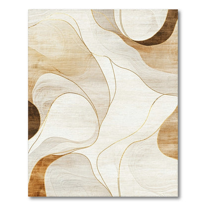 Beige Gold Fluid Abstract Rug
