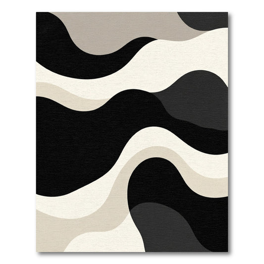 Monochromatic Abstract Wavy Flow Art Rug