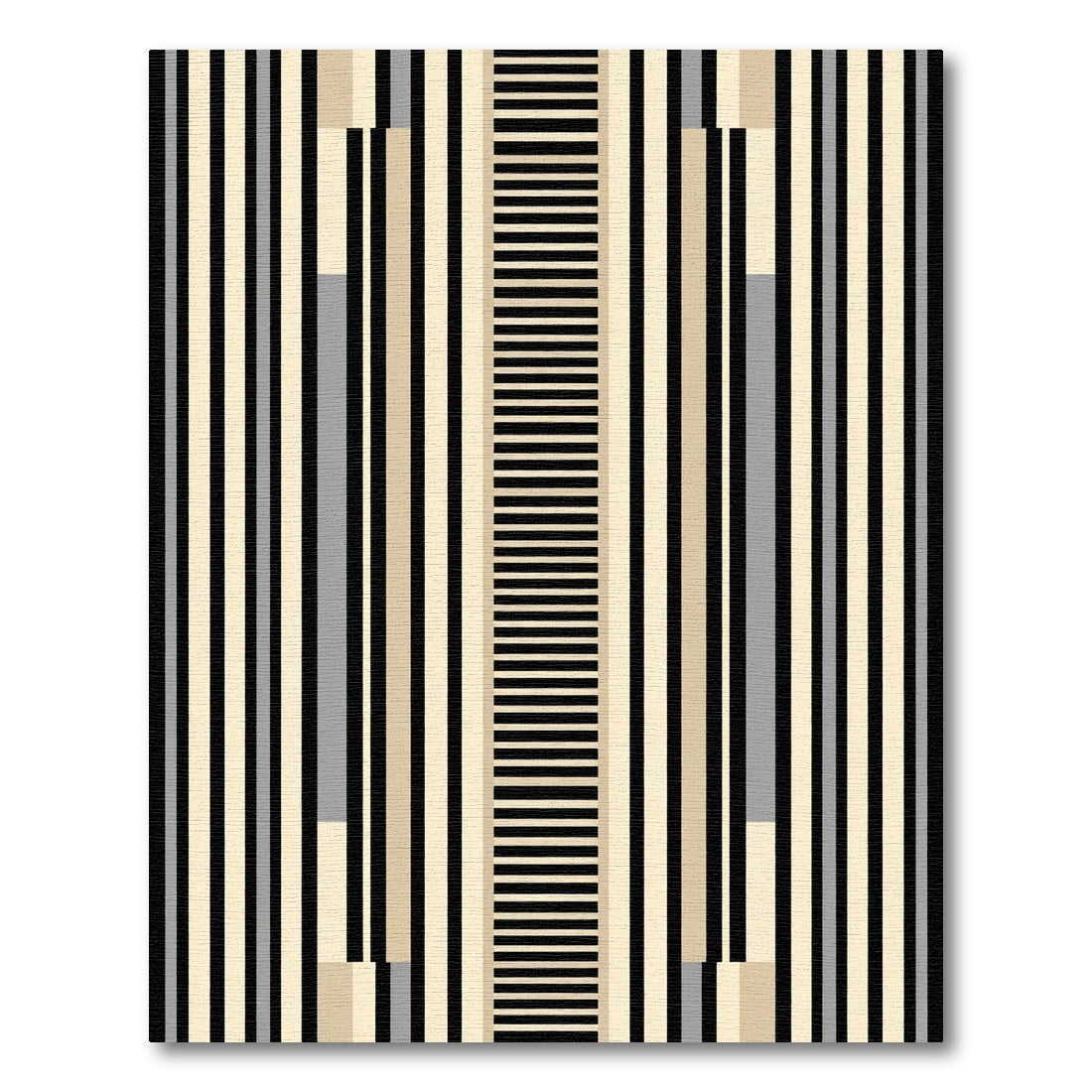 Modern Black Cream Striped Column Rug