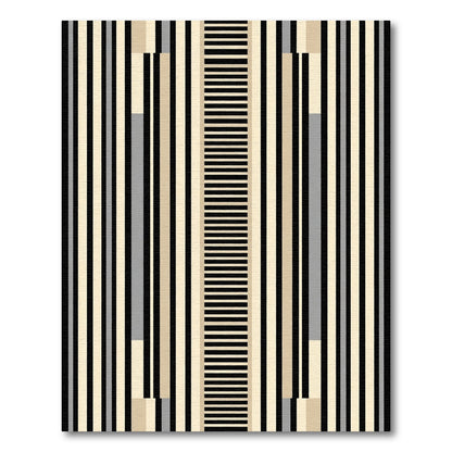 Modern Black Cream Striped Column Rug