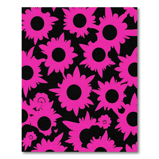 Bright Pink Starburst Floral Rug