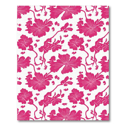 Fuchsia Floral Vine Silhouette Rug