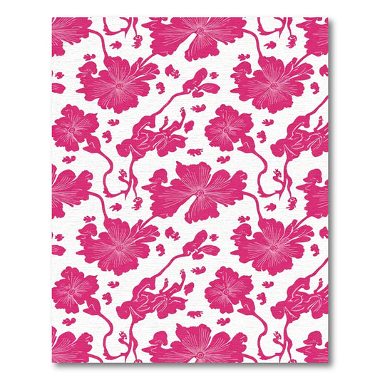 Fuchsia Floral Vine Silhouette Rug