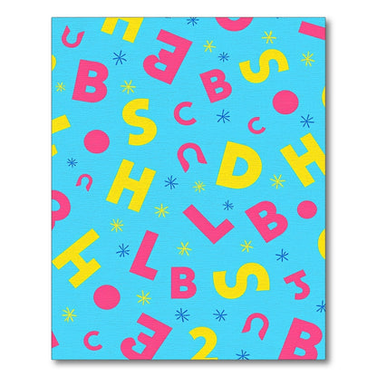 Blue Alphabet Scatter Bright Fun Rug