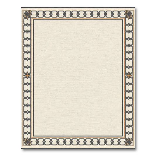 Cream and Charcoal Geometric Border Rug