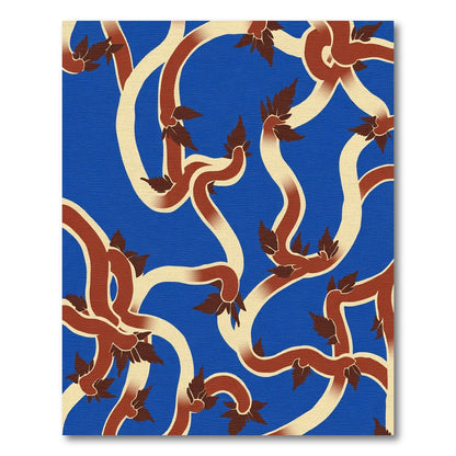 Crimson Cream Vine Leaf Pattern Rug