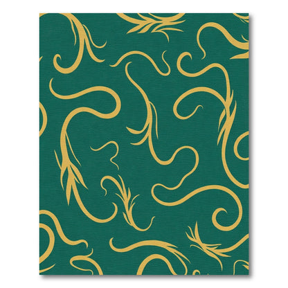 Emerald Teal Golden Swirl Vine Rug