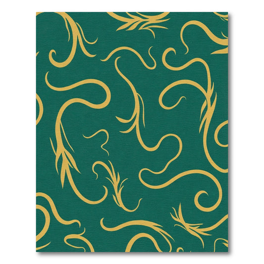 Emerald Teal Golden Swirl Vine Rug