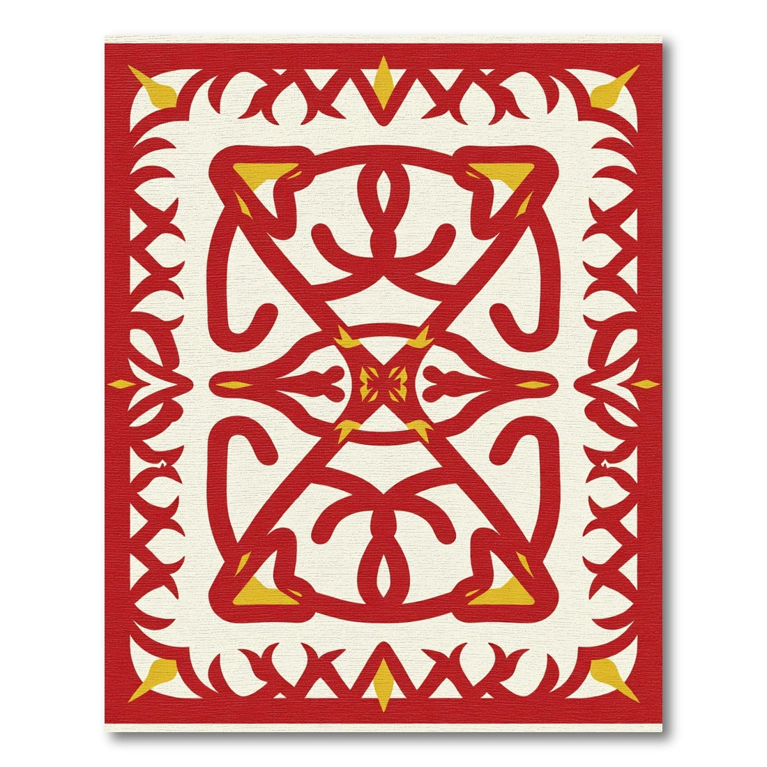 Crimson Gold Edged Symmetry Rug