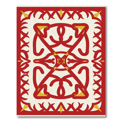 Crimson Gold Edged Symmetry Rug