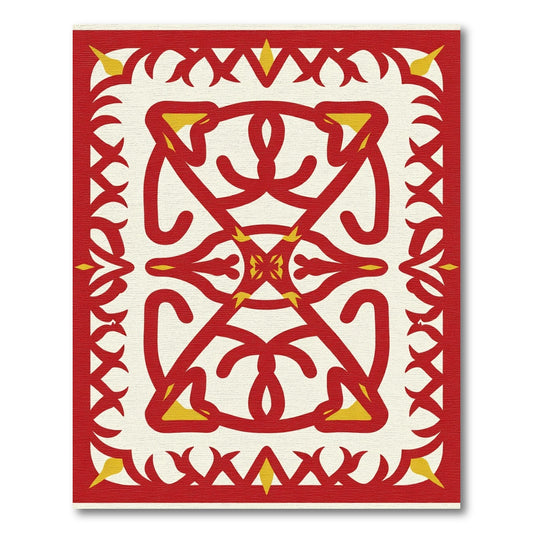 Crimson Gold Edged Symmetry Rug