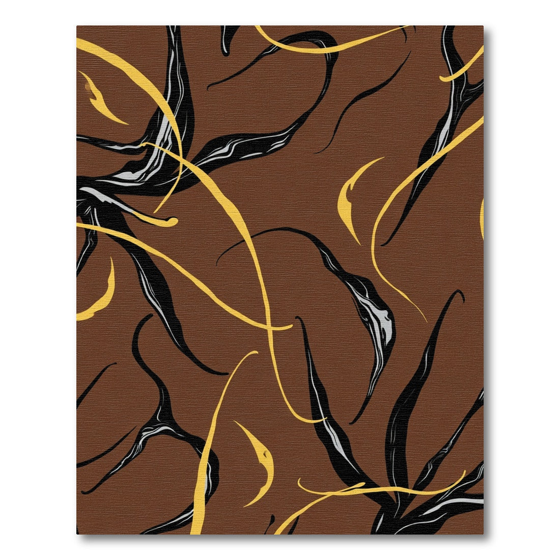 Brown Black Yellow Abstract Swirl Rug