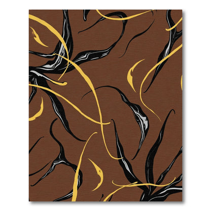 Brown Black Yellow Abstract Swirl Rug