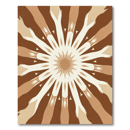 Earthy Brown Radial Sunburst Rug