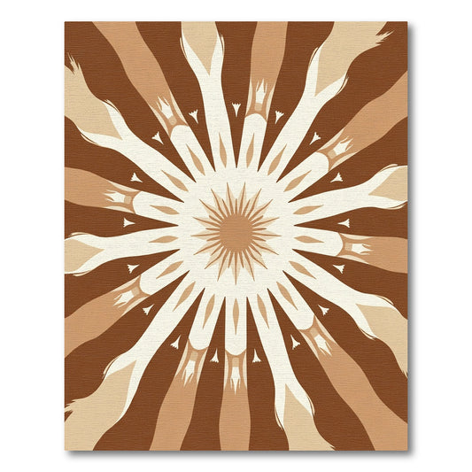 Earthy Brown Radial Sunburst Rug