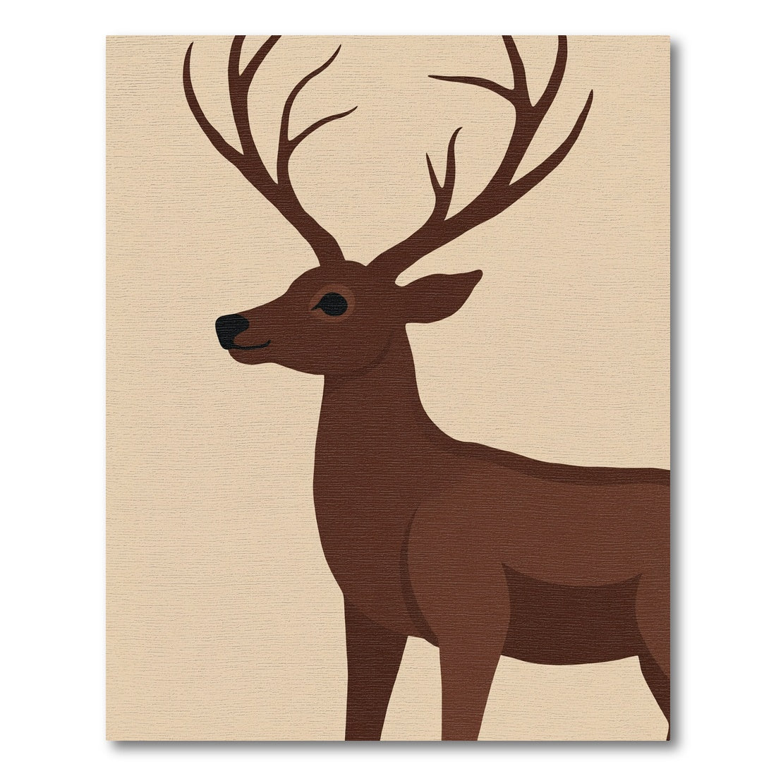 Brown Deer Antlers Silhouette Rug