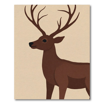 Brown Deer Antlers Silhouette Rug