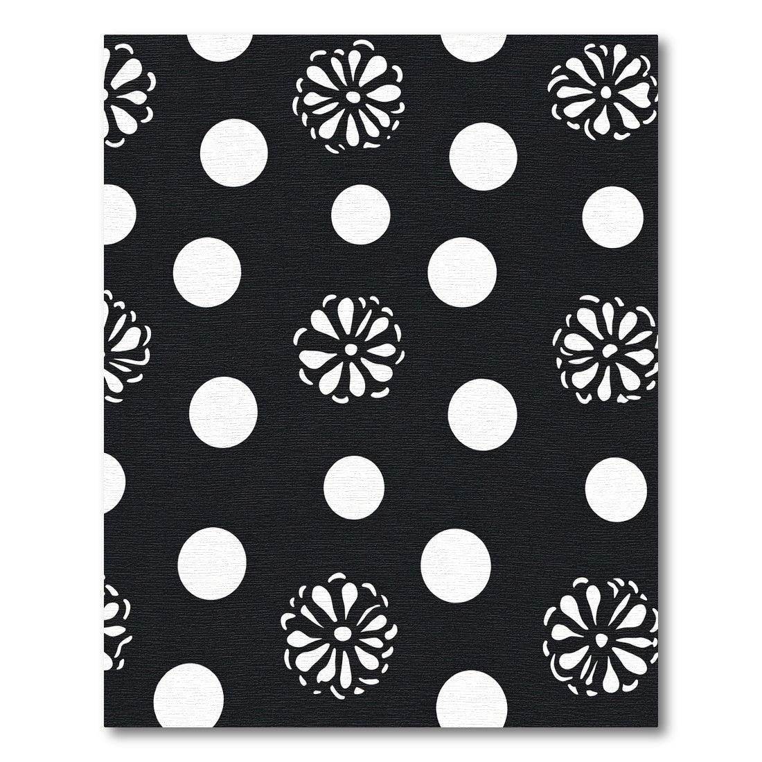 Black White Polka Dot Floral Rug