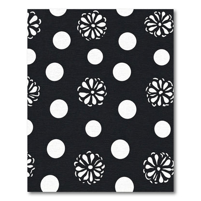 Black White Polka Dot Floral Rug