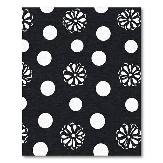 Black White Polka Dot Floral Rug