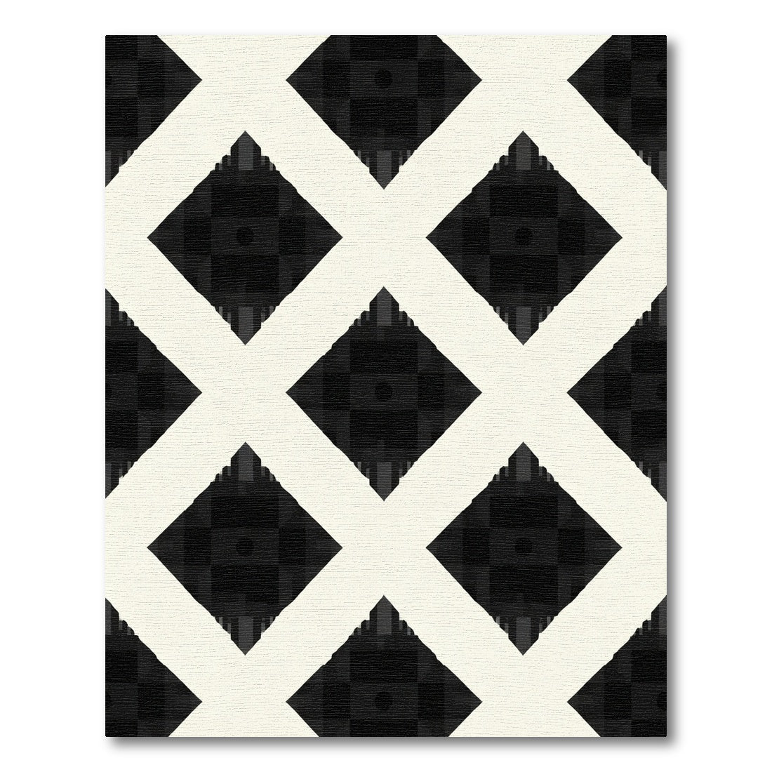 Black Cream Diamond Lattice Rug