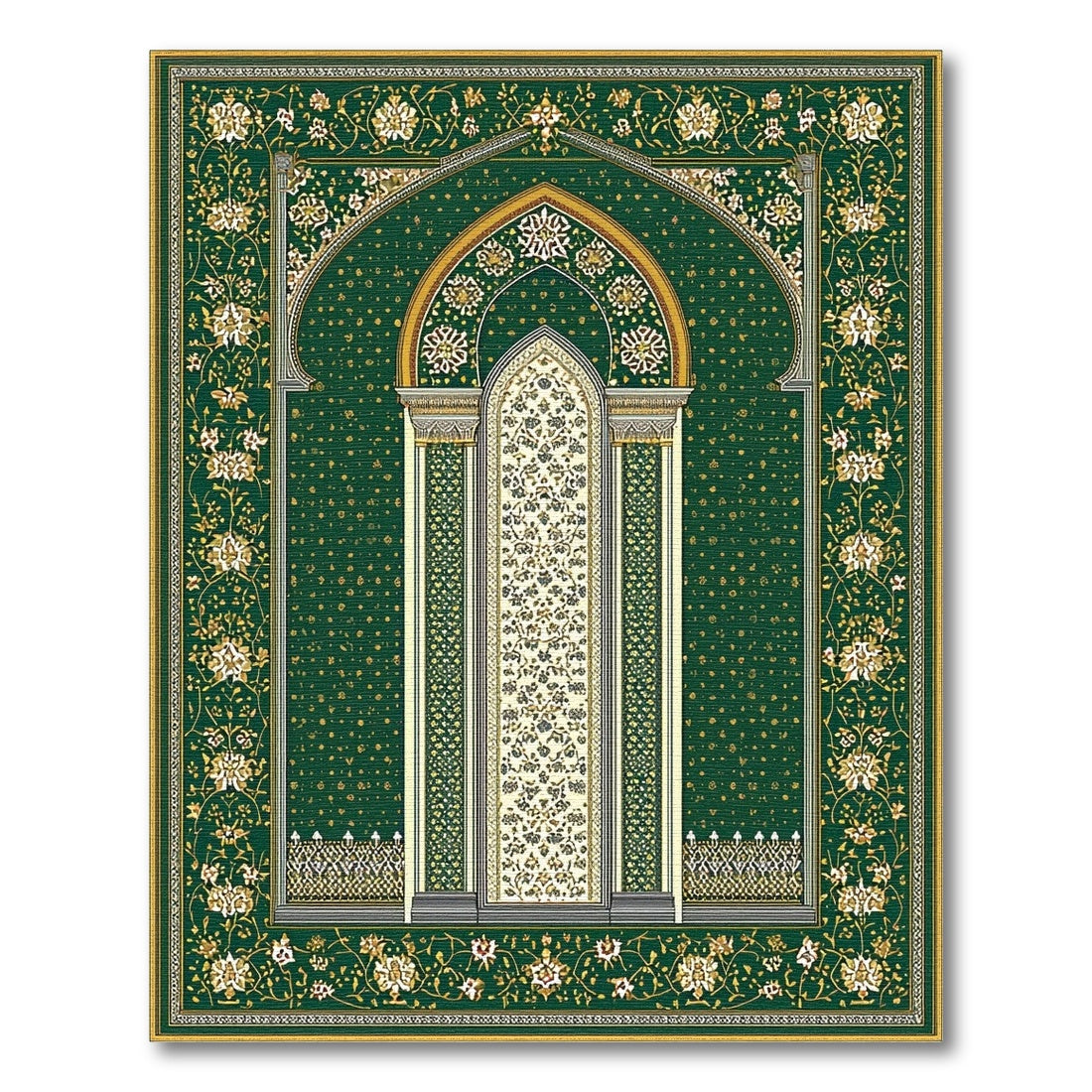 Traditional Persian Green Persian Arch Floral Area Rug