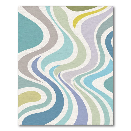 Abstract Area Wavy Blue Teal Wavy Abstract Area Rug