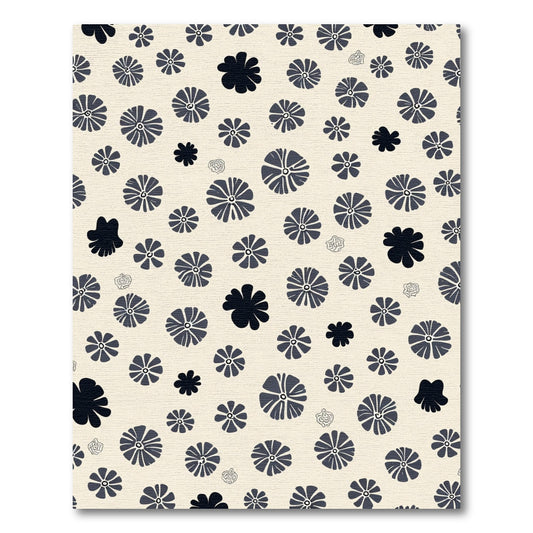 Dark Gray Scattered Floral Arrangement Rug