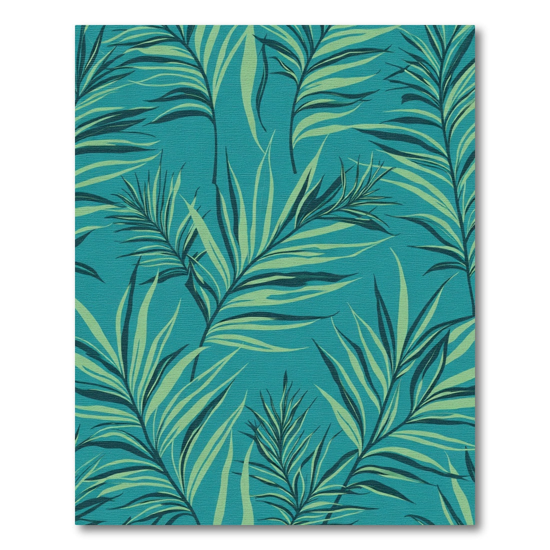 Aqua Teal Palm Leaf Pattern Rug