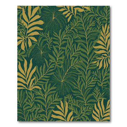 Deep Green Tropical Foliage Lush Rug