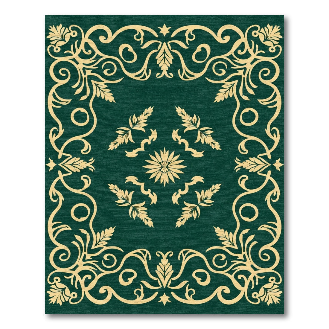 Elegant Gold Scrollwork Floral Garden Rug