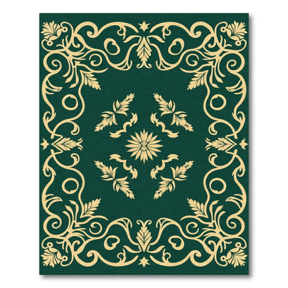 Elegant Gold Scrollwork Floral Garden Rug