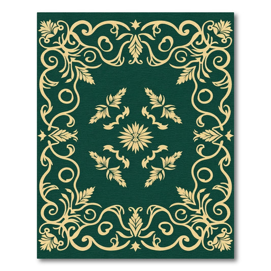 Elegant Gold Scrollwork Floral Garden Rug