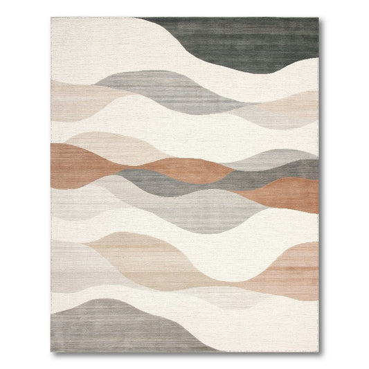 Flowing Waves Beige Neutral Area Rug