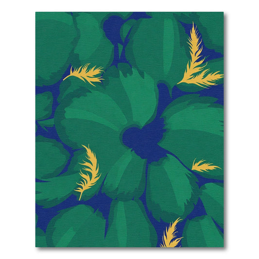 Emerald Green Feathered Floral Overlay Rug