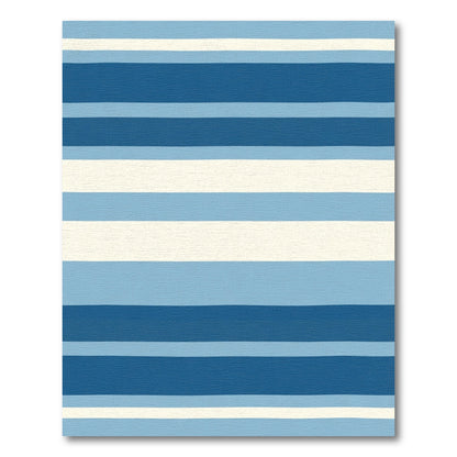 Navy Sky Blue Cream Stripe Rug
