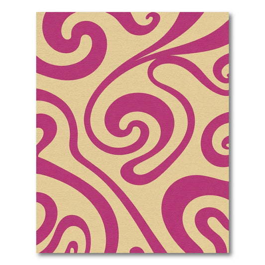 Bold Magenta Swirls on Cream Background Rug