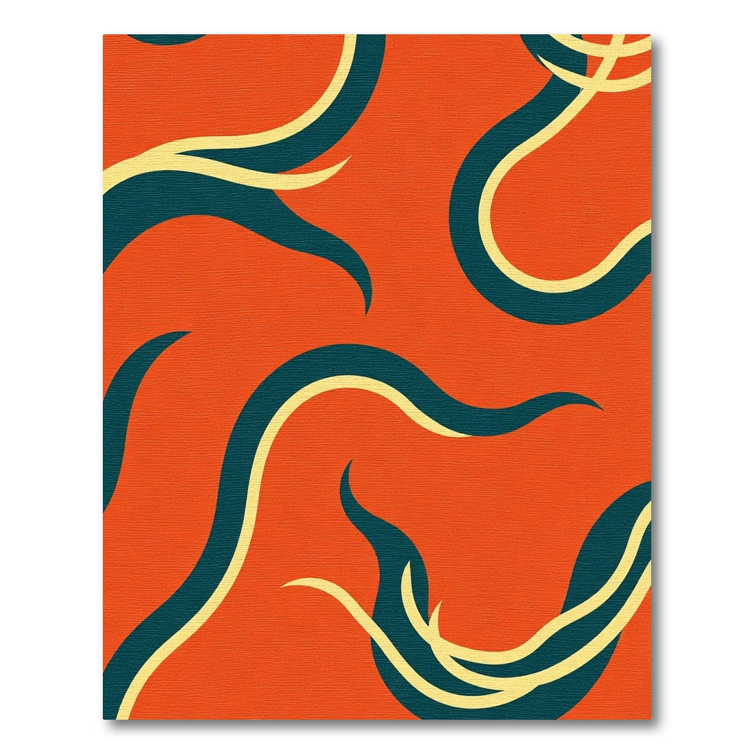 Bold Orange Teal Swirl Abstract Rug