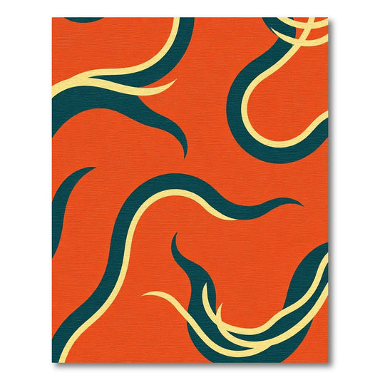 Bold Orange Teal Swirl Abstract Rug