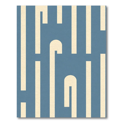 Mid Century Blue Stripe Arch Rug