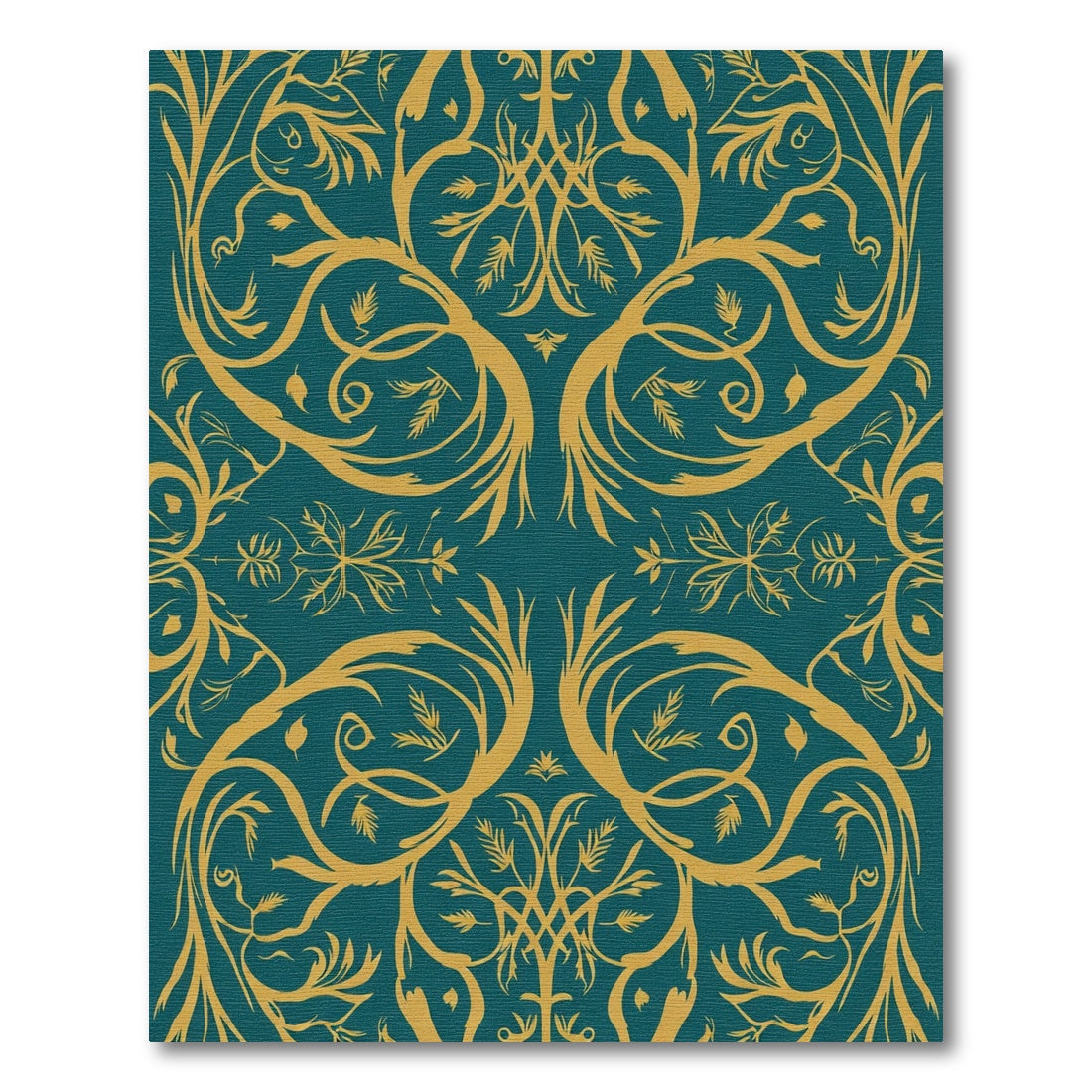 Teal Gold Botanical Flourish Rug