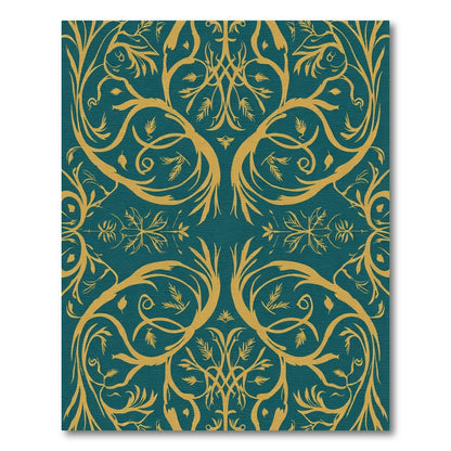 Teal Gold Botanical Flourish Rug