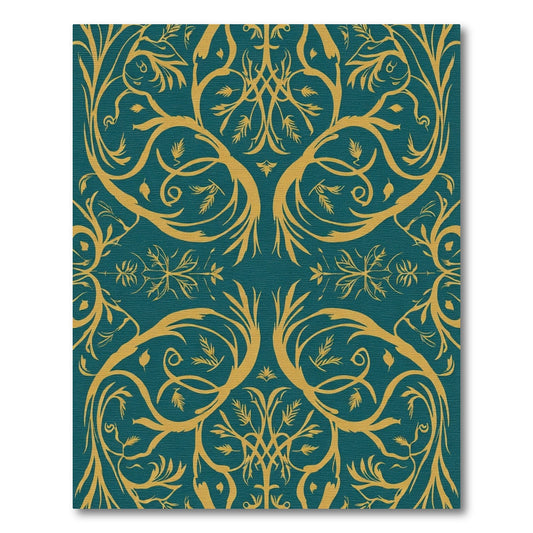 Teal Gold Botanical Flourish Rug