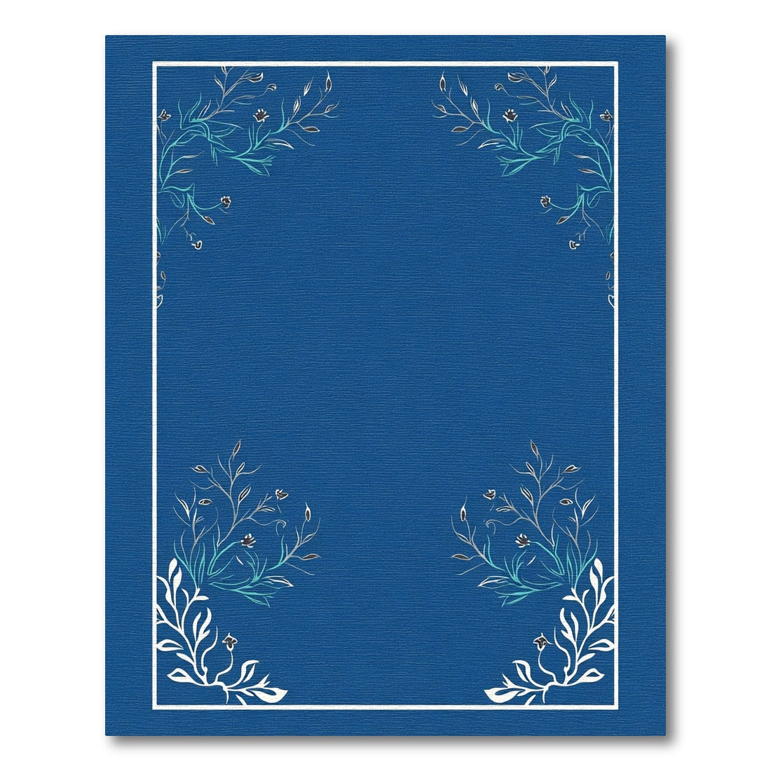 Deep Blue Floral Branch Corner Arrangement Rug