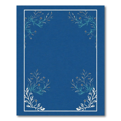 Deep Blue Floral Branch Corner Arrangement Rug