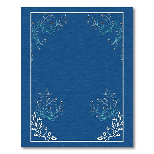 Deep Blue Floral Branch Corner Arrangement Rug