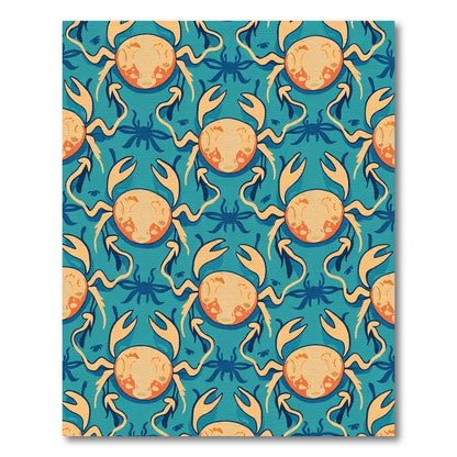 Yellow Orange Crab Teal Ocean Rug