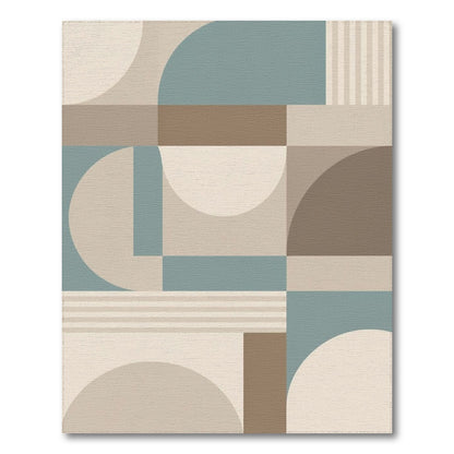 Geometric Beige Teal Modern Area Rug