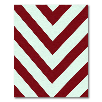Crimson White Chevron Angled Bands Rug