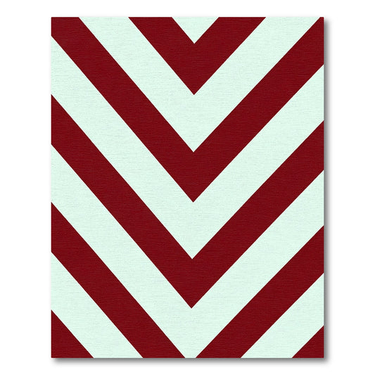Crimson White Chevron Angled Bands Rug